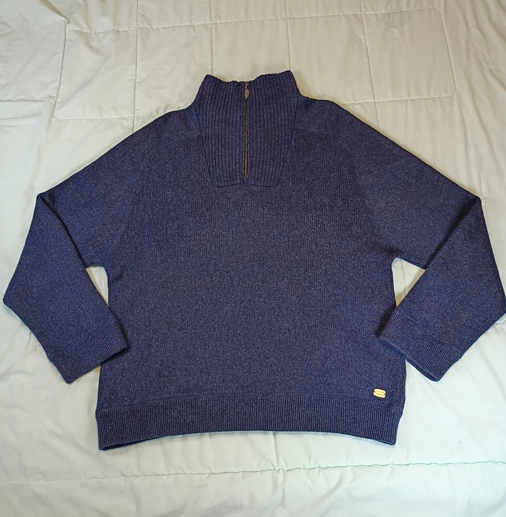 Bob Timberlake Men's Blue Cotton & Wool Long Sleeve Mock Neck Sweater XL